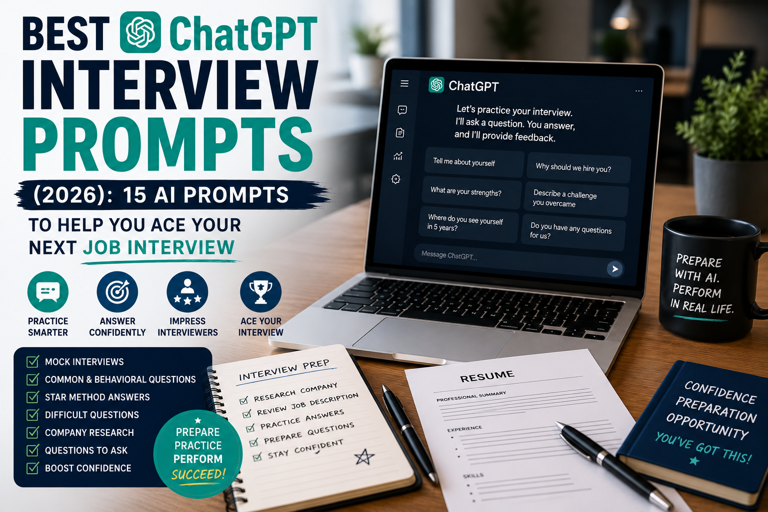 Best ChatGPT Interview Prompts (2026): 15 AI Prompts to Help You Ace Your Next Job Interview