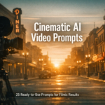 Cinematic street set at golden hour with vintage camera silhouette and headline text